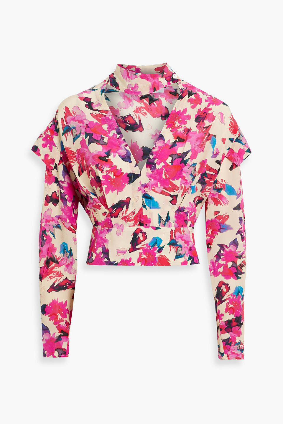 Iro Martina Cropped Cutout Silk-crepe Top In Ecru