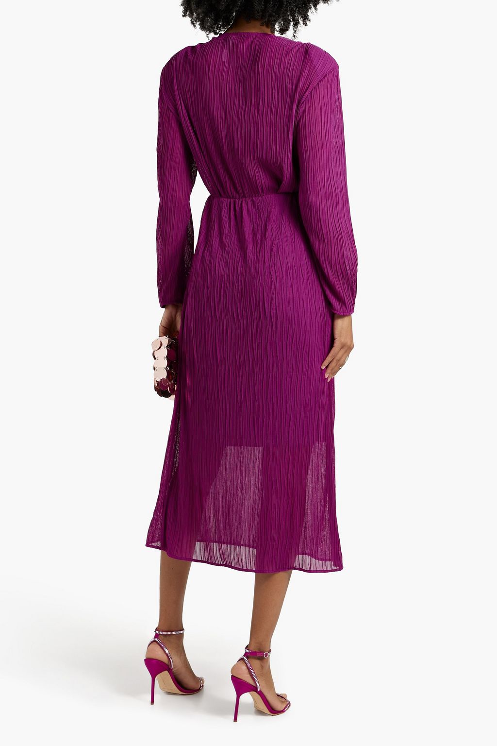 IRO Alofi plissé-mesh midi dress