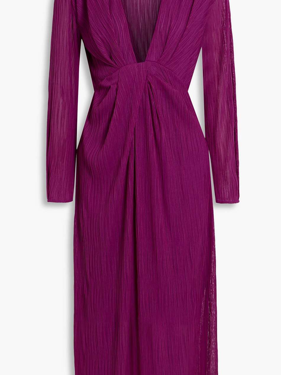 alofi plissé-mesh midi dress
