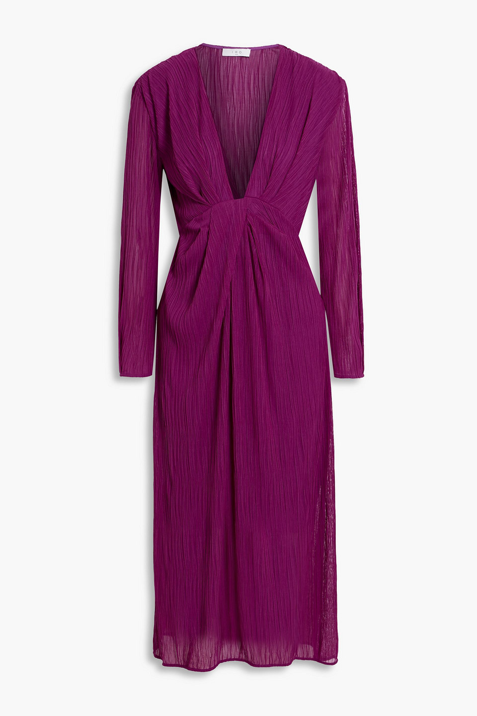 IRO ALOFI PLISSÉ-MESH MIDI DRESS