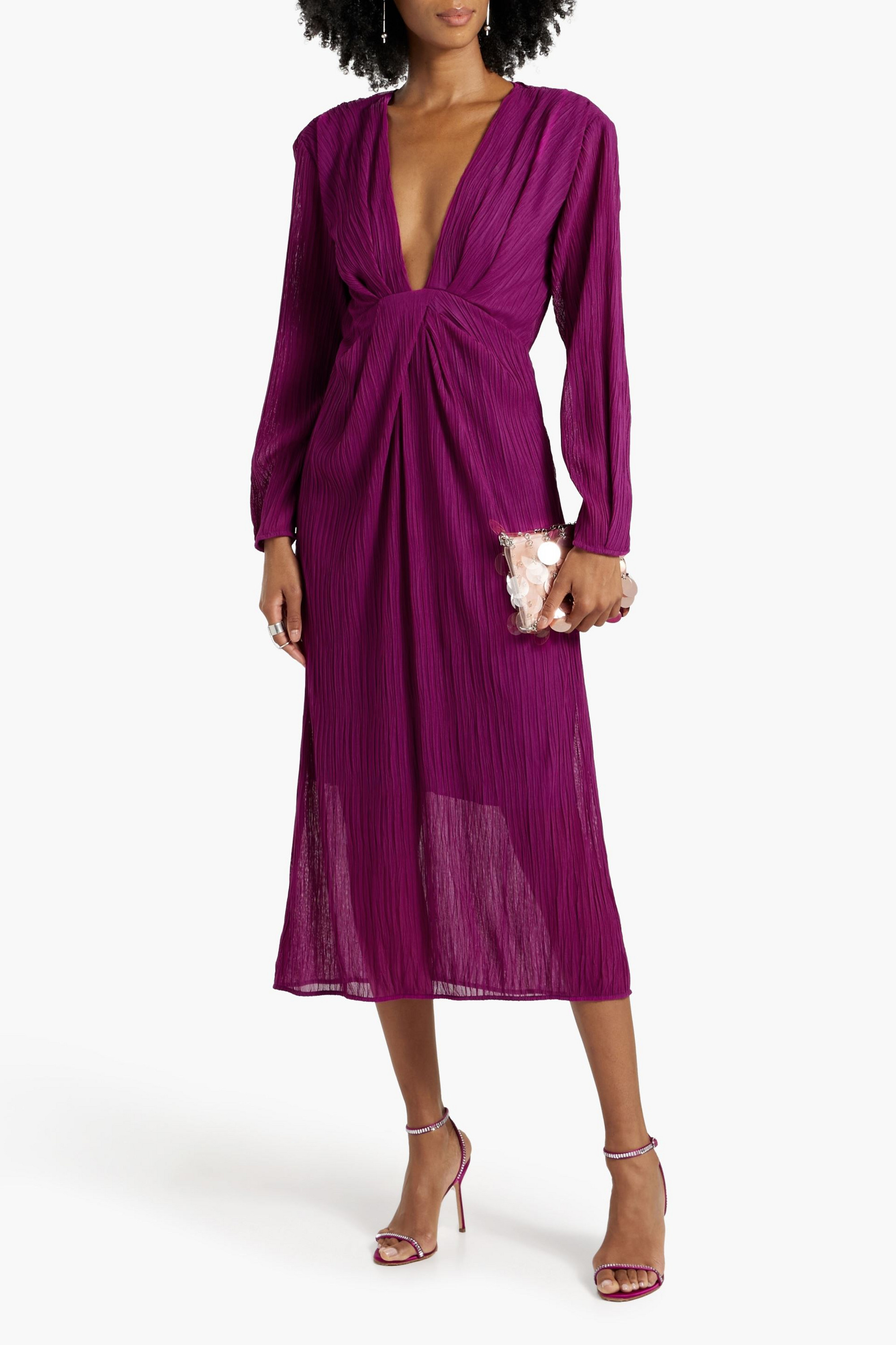 IRO Alofi plissé-mesh midi dress