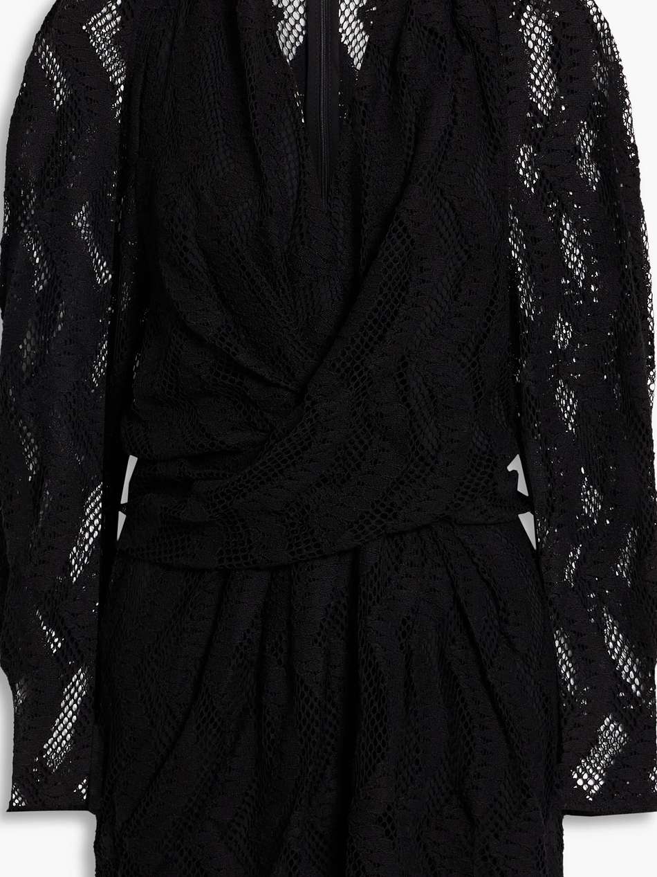 emsi wrap-effect cotton-blend lace mini dress