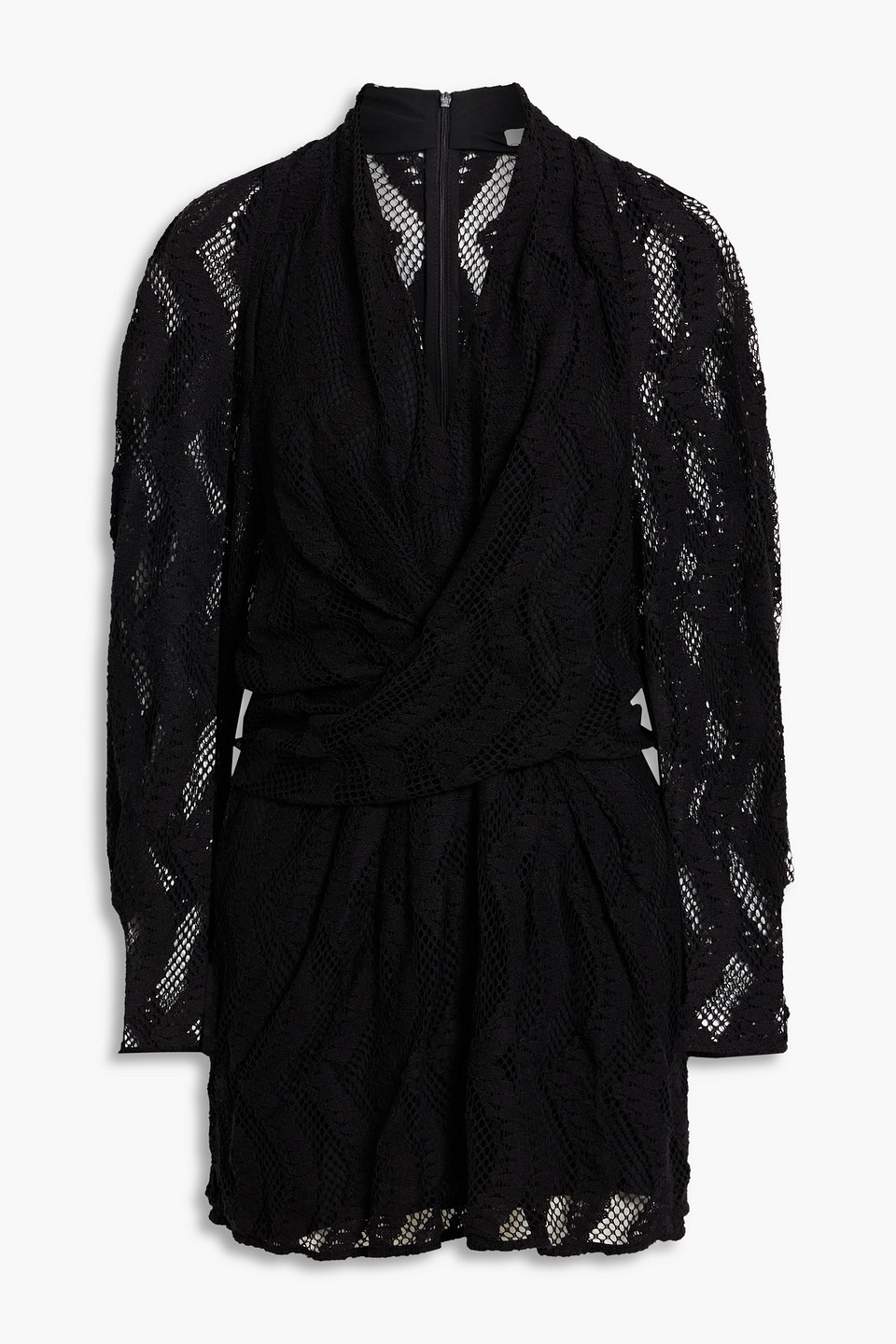 Iro Emsi Wrap-effect Cotton-blend Lace Mini Dress In Black