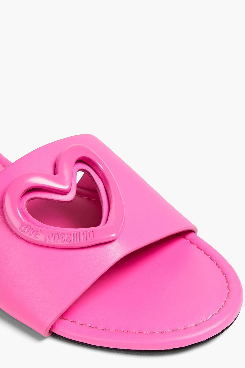 LOVE MOSCHINO 컷아웃 디테일 가죽 슬라이드 샌들