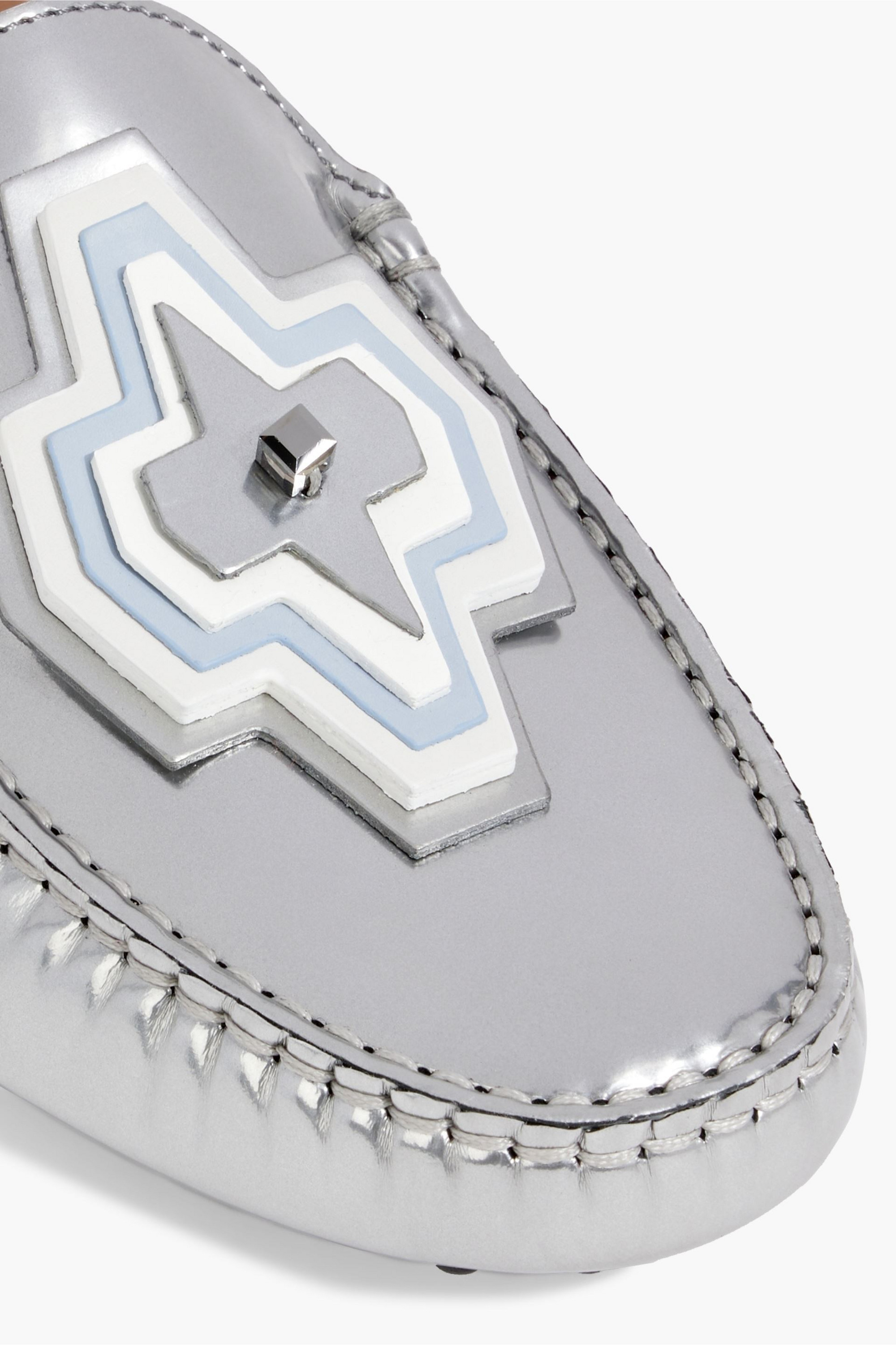 Tod's Appliquéd metallic leather loafers