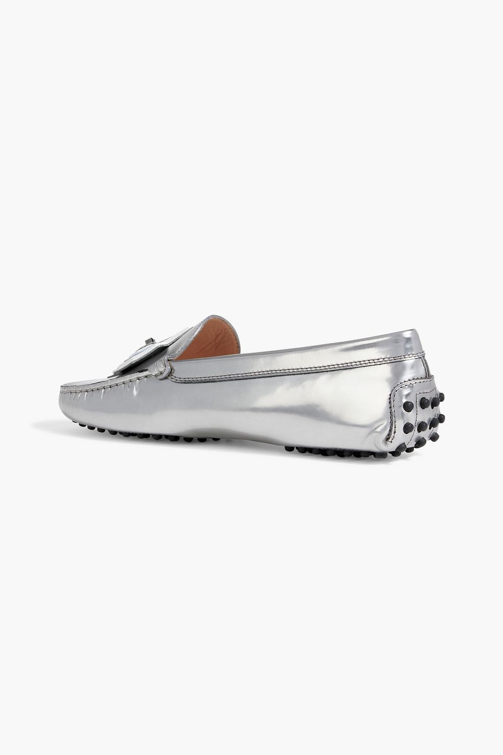 TOD'S Embellished mirrored-leather loafers