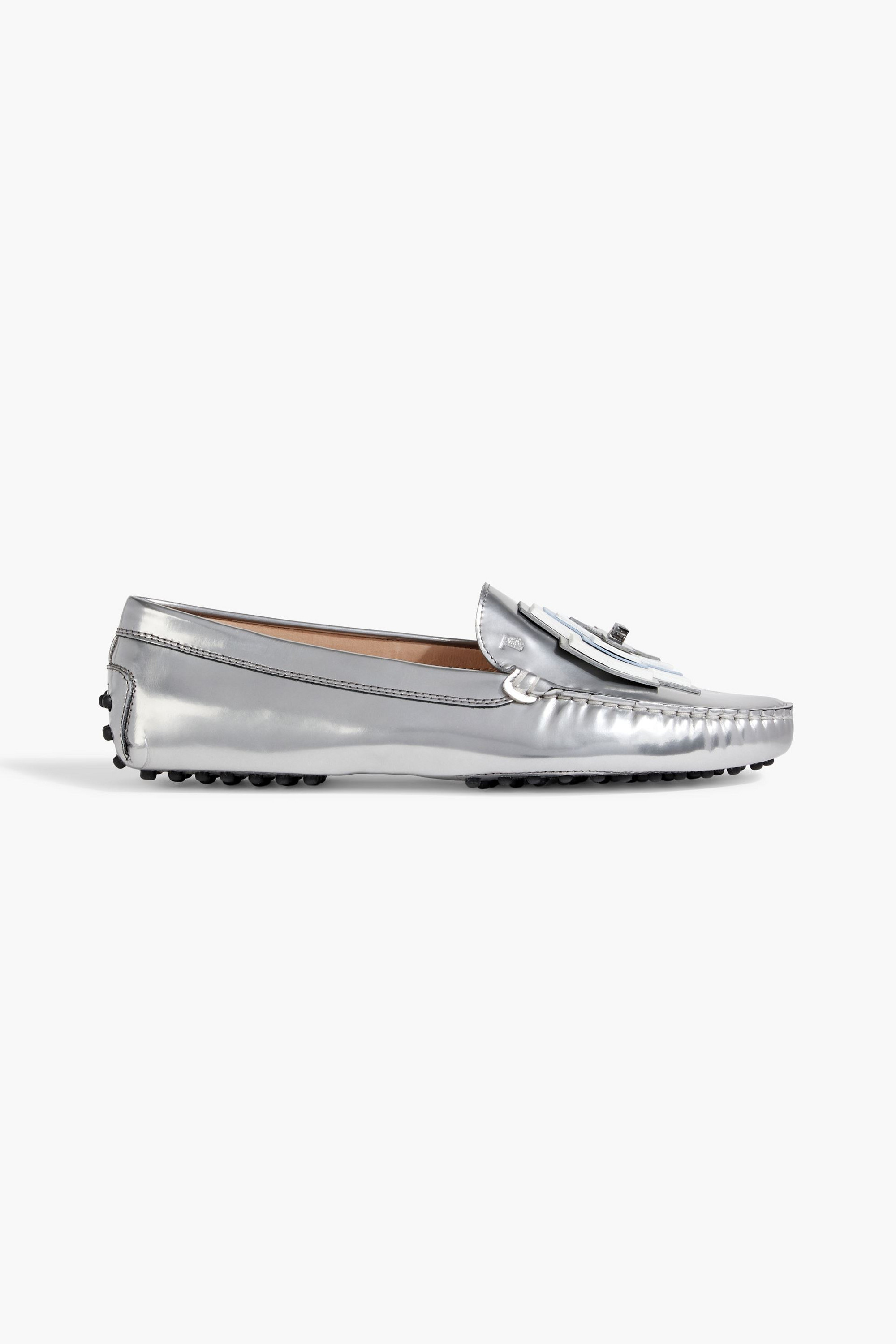 Tod's Appliquéd metallic leather loafers
