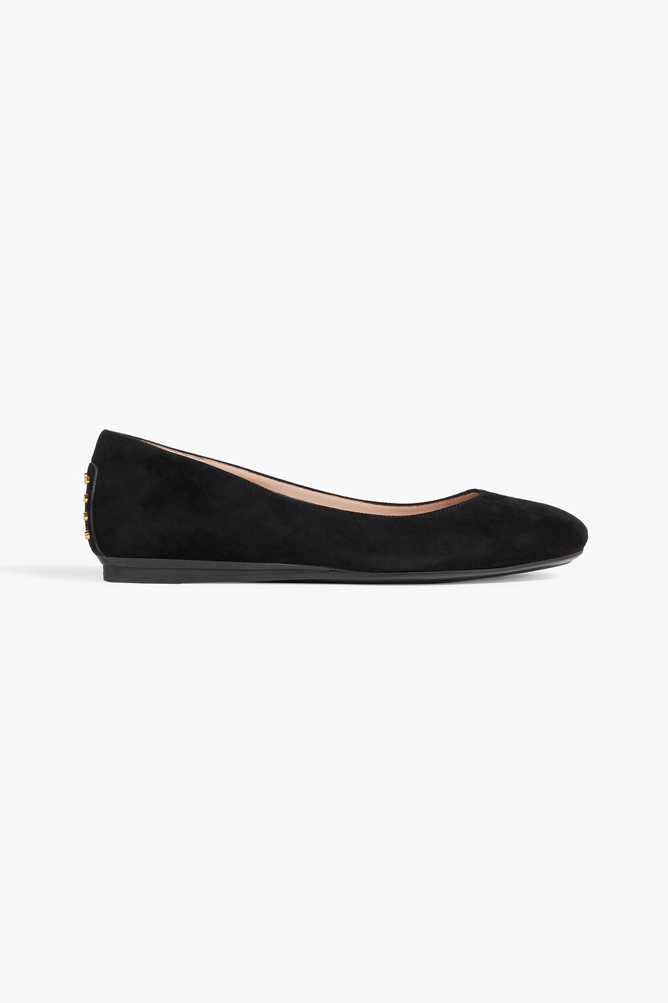 Shop Tod's Studded Suede Ballet Flats In Black