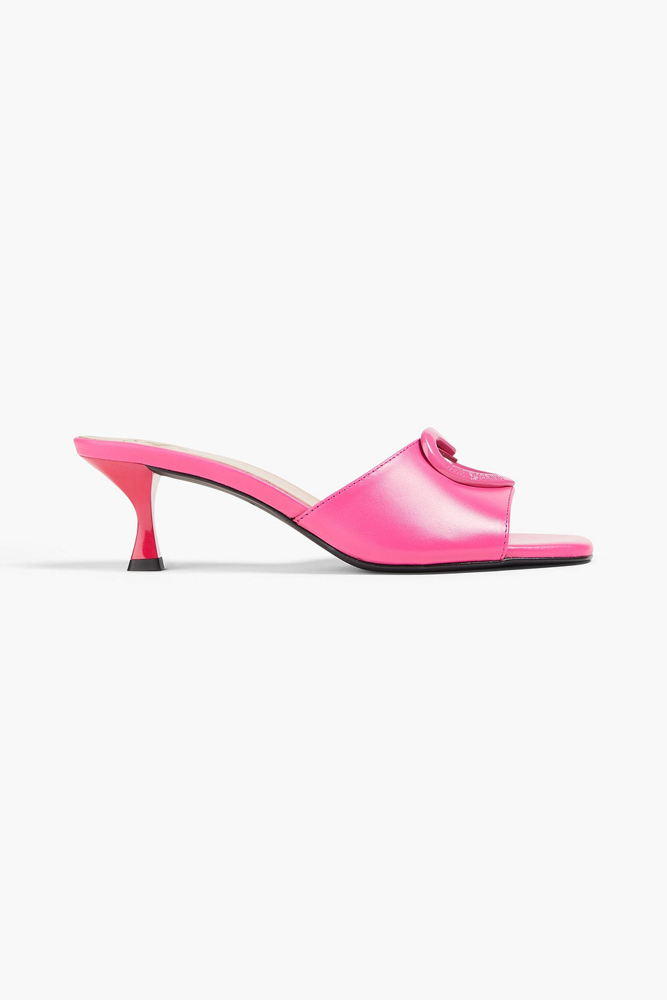 Love Moschino Embellished Leather Mules In Pink