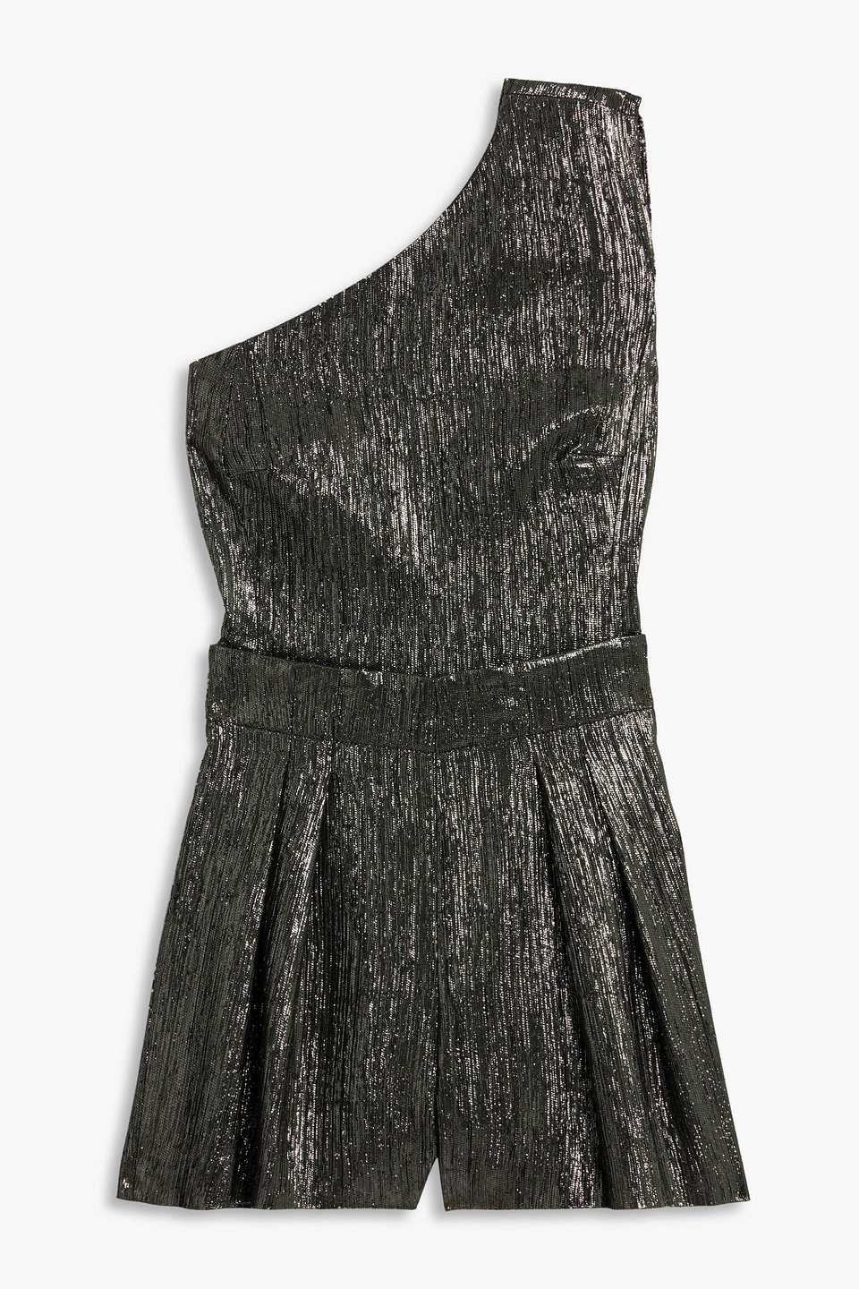 Iro Iliana One-shoulder Lamé Playsuit In Black