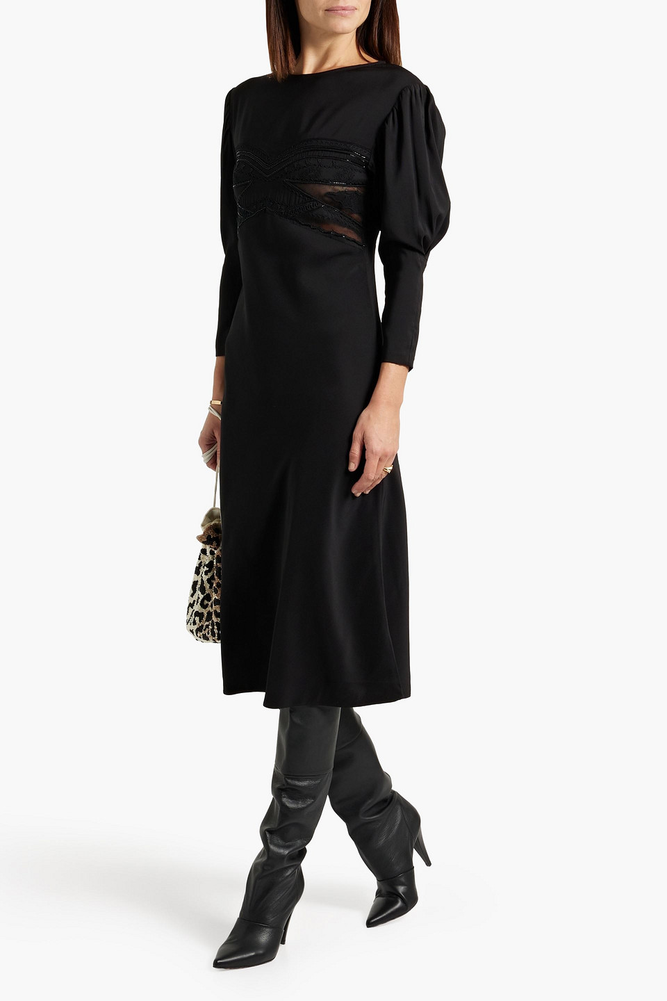 Iro Maldi Bead Embroidered Midi Dress In Black