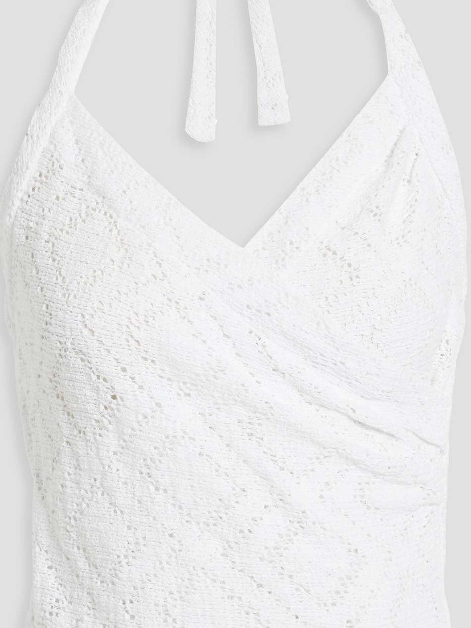 ualana cropped crocheted cotton-blend halterneck top