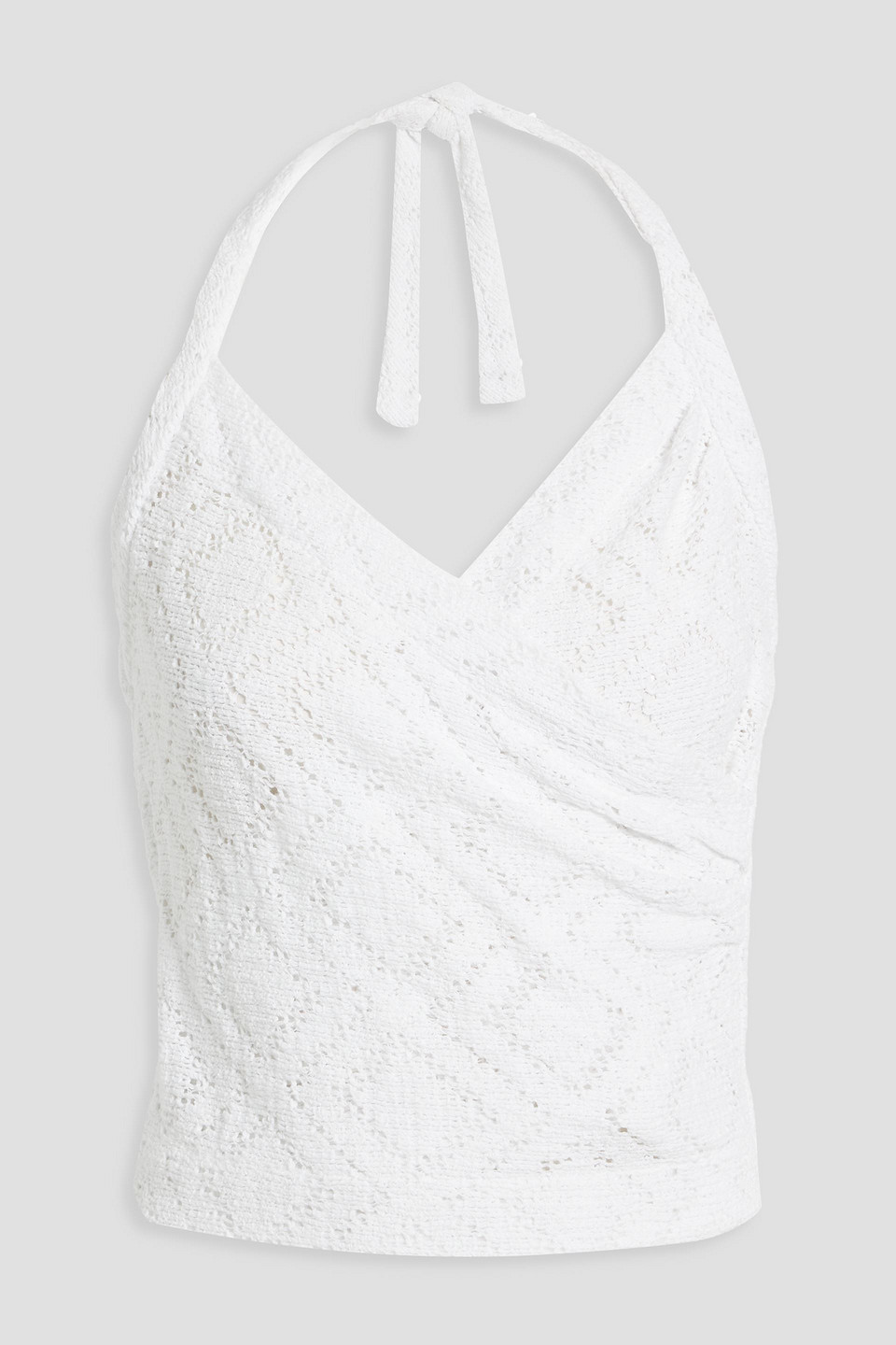 Iro Ualana Cropped Crocheted Cotton-blend Halterneck Top In White