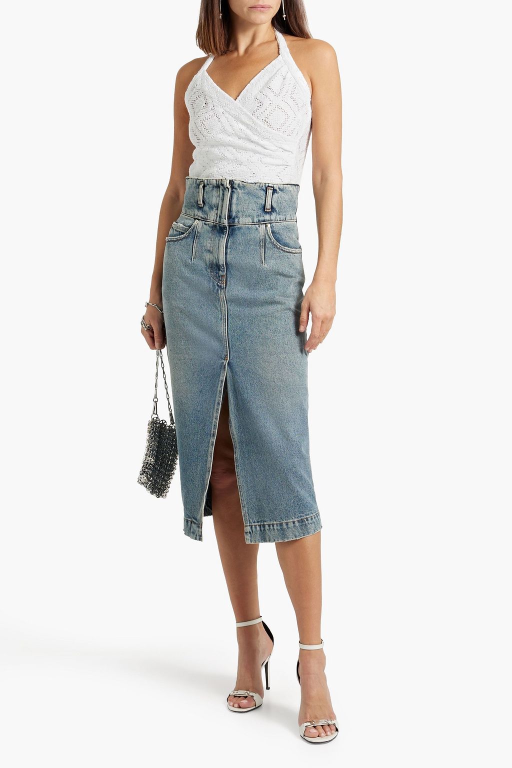 IRO Ualana cropped crocheted cotton-blend halterneck top