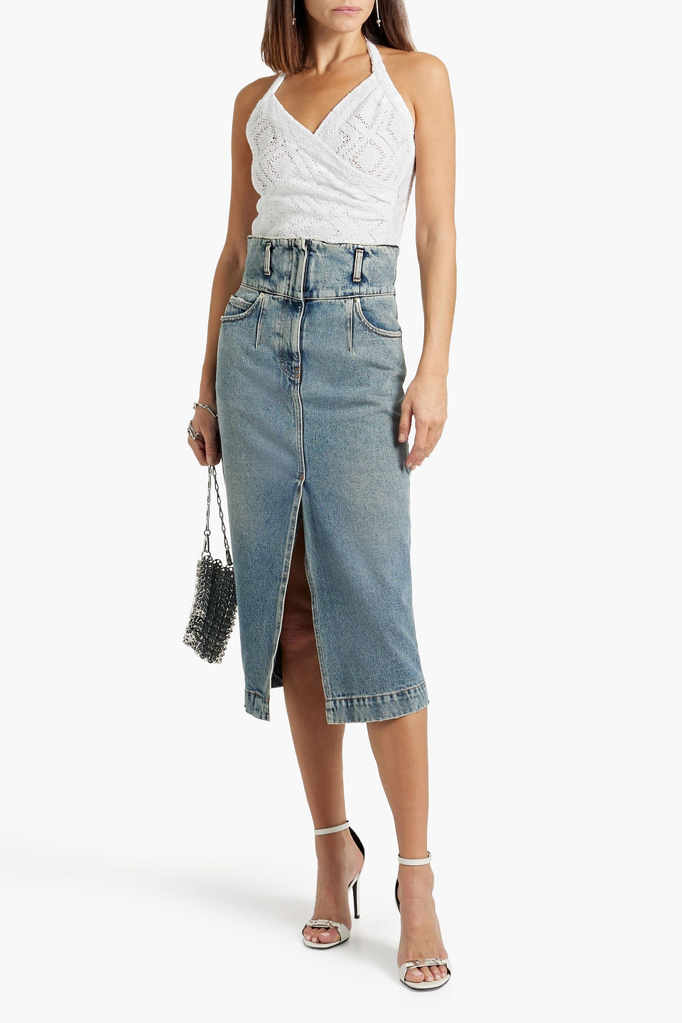 Iro Ualana Cropped Crocheted Cotton-blend Halterneck Top In White