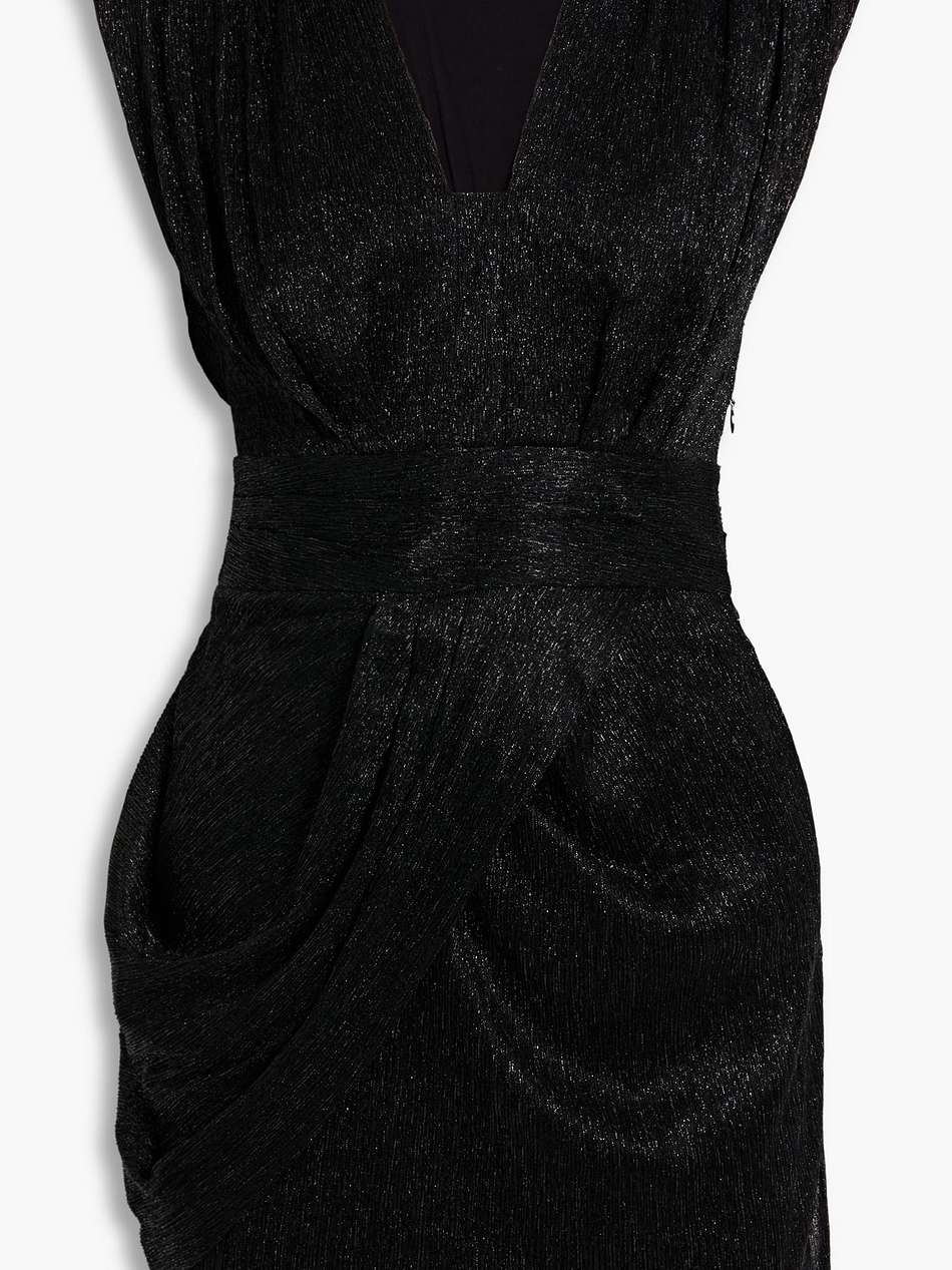 niara draped metallic woven mini dress