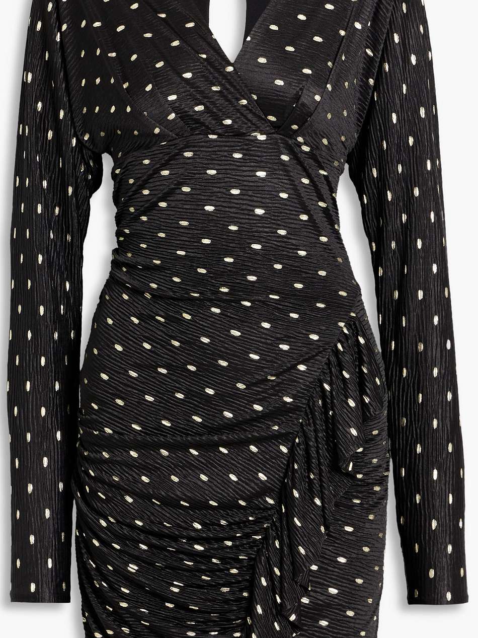 rohana ruched fil coupé jacquard mini dress