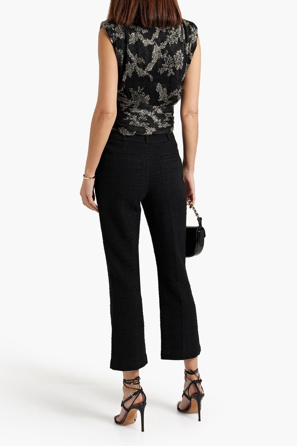 IRO Abema cropped metallic cotton-blend tweed flared pants