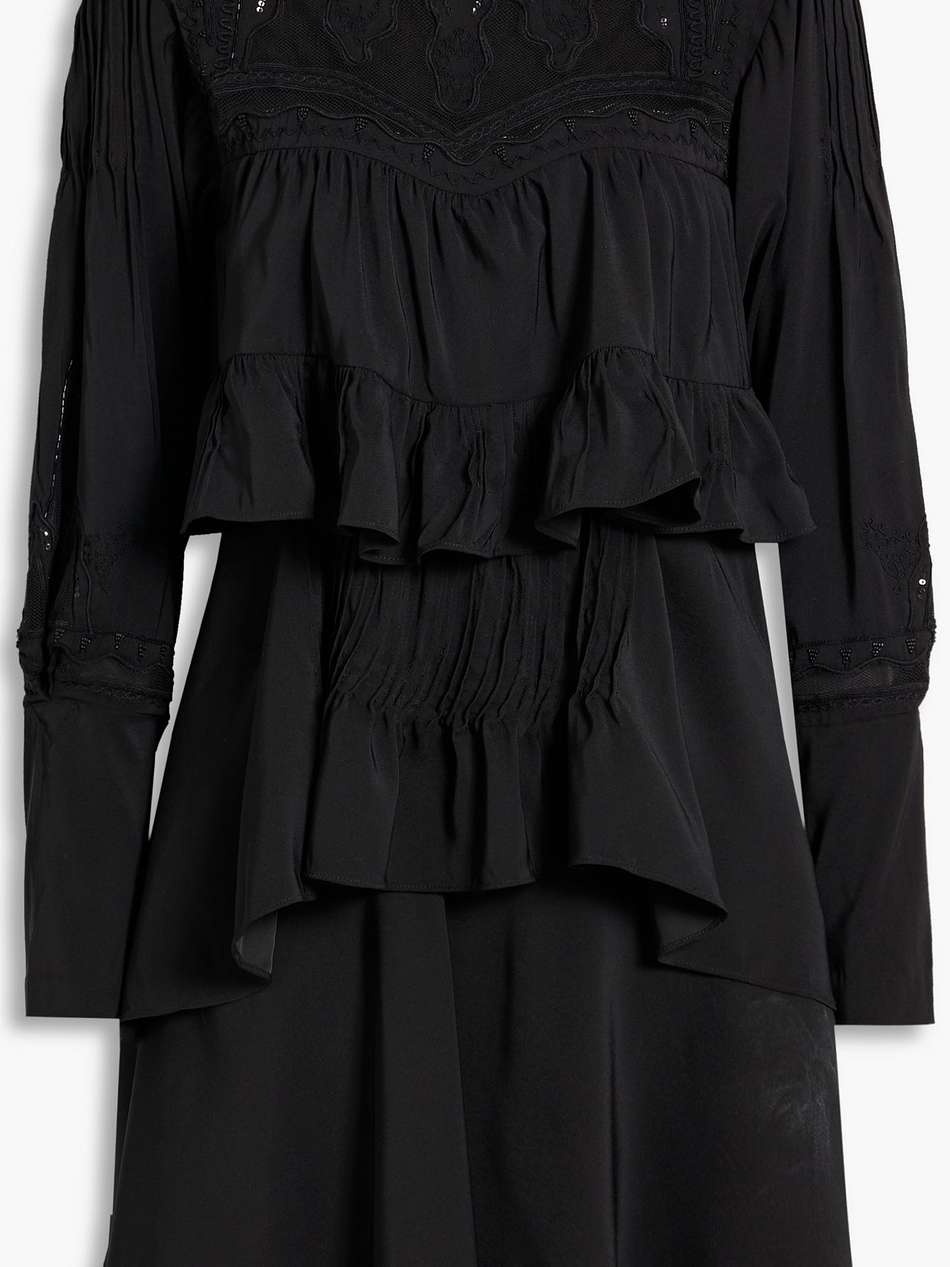micha mesh-paneled tiered crepe mini dress
