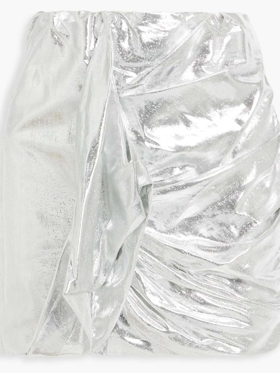 seiko metallic draped silk-blend mini skirt