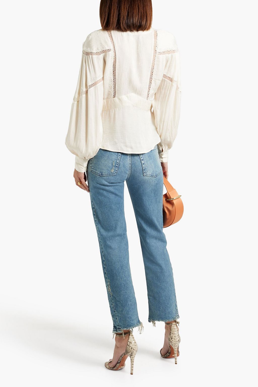 IRO Bahari lace-trimmed crepe de chine blouse