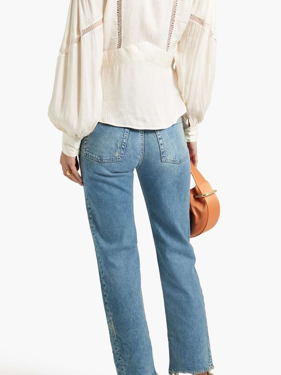 bahari lace-trimmed crepe de chine blouse
