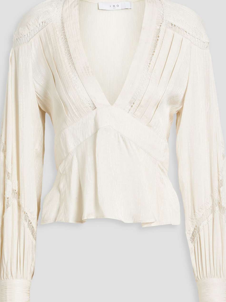 bahari lace-trimmed crepe de chine blouse