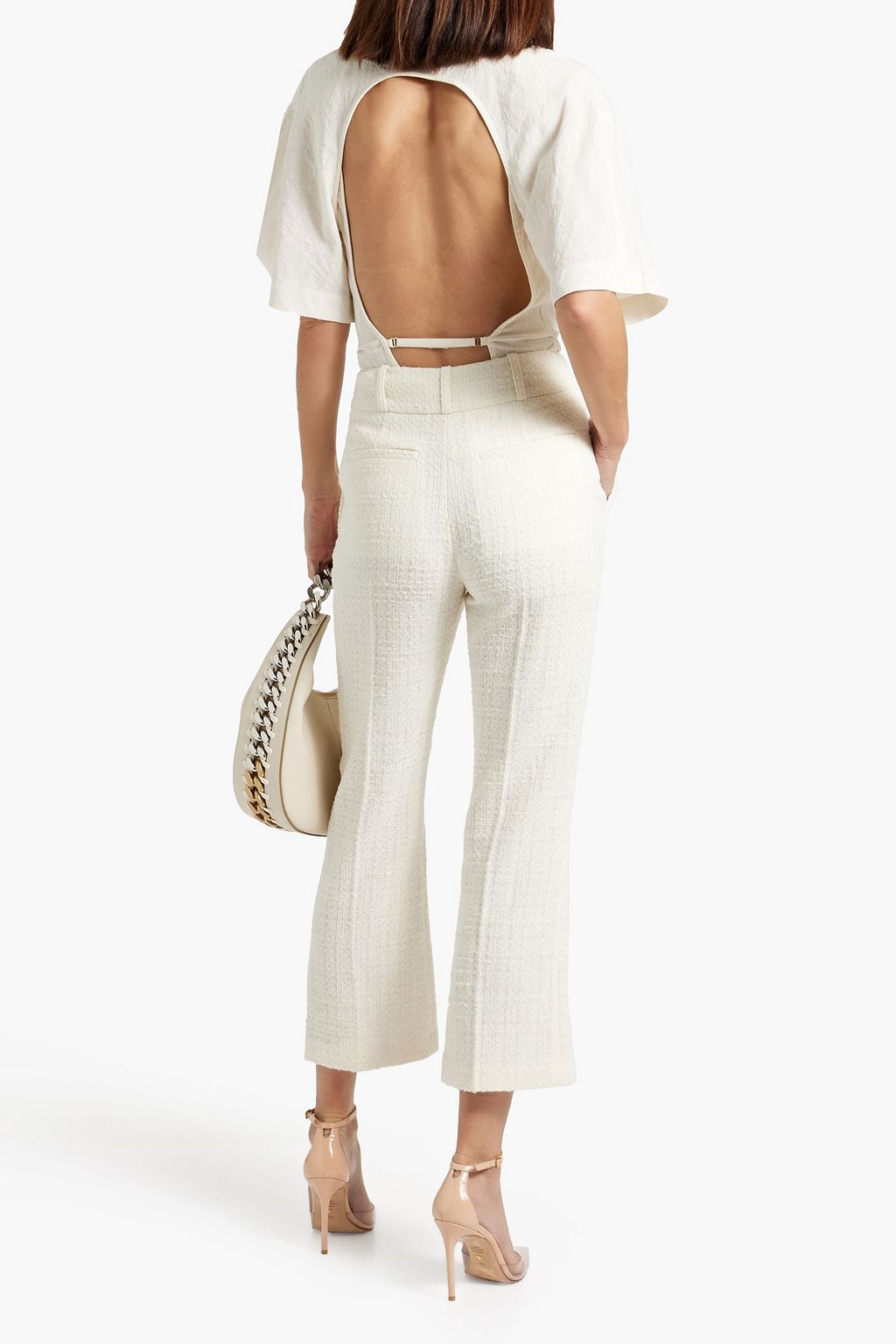 IRO Abema cropped metallic cotton-blend tweed flared pants