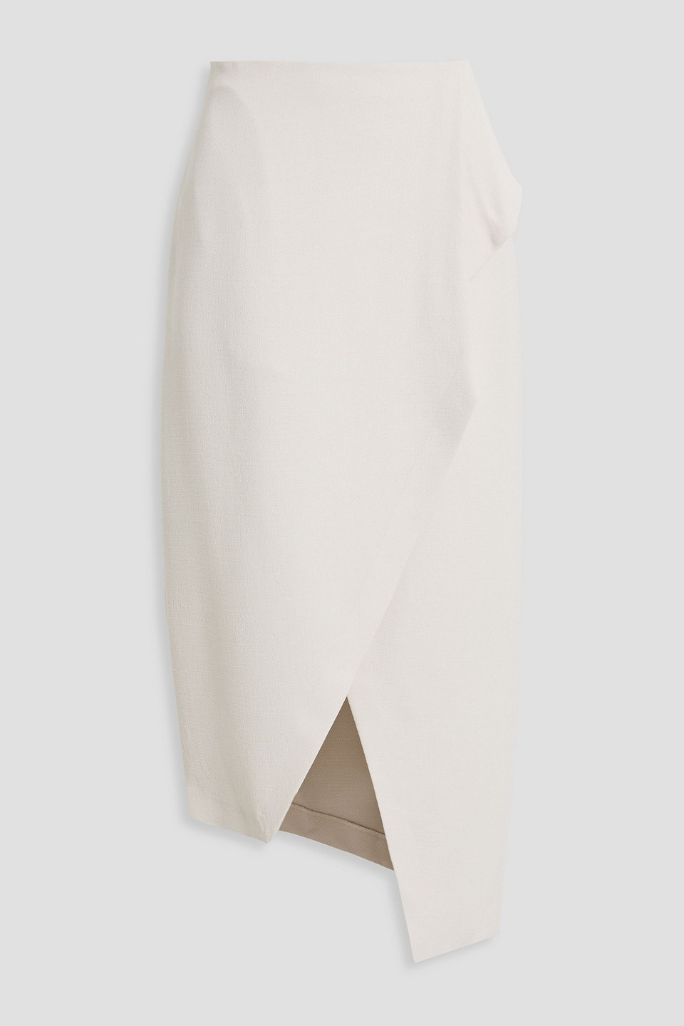 Iro Jelena Wrap-effect Grain De Poudre Midi Skirt In Ecru