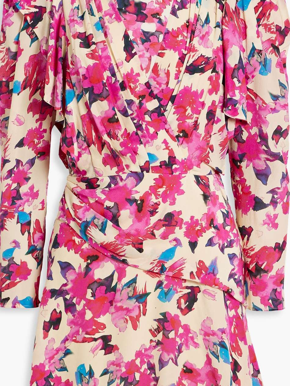 masca ruffled floral-print silk-crepe mini dress