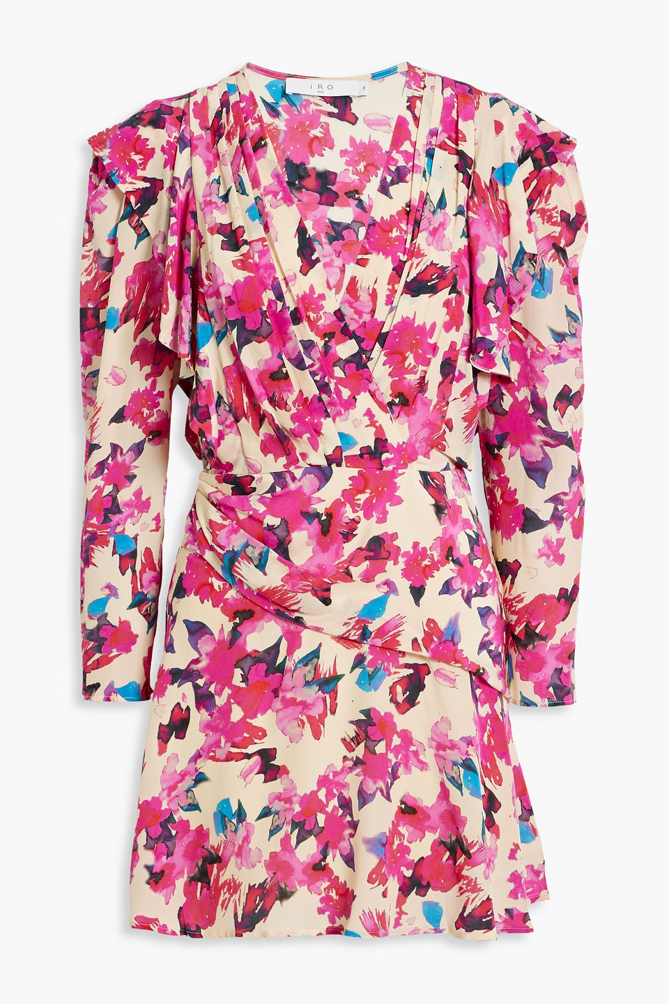Iro Masca Ruffled Floral-print Silk-crepe Mini Dress In Pink