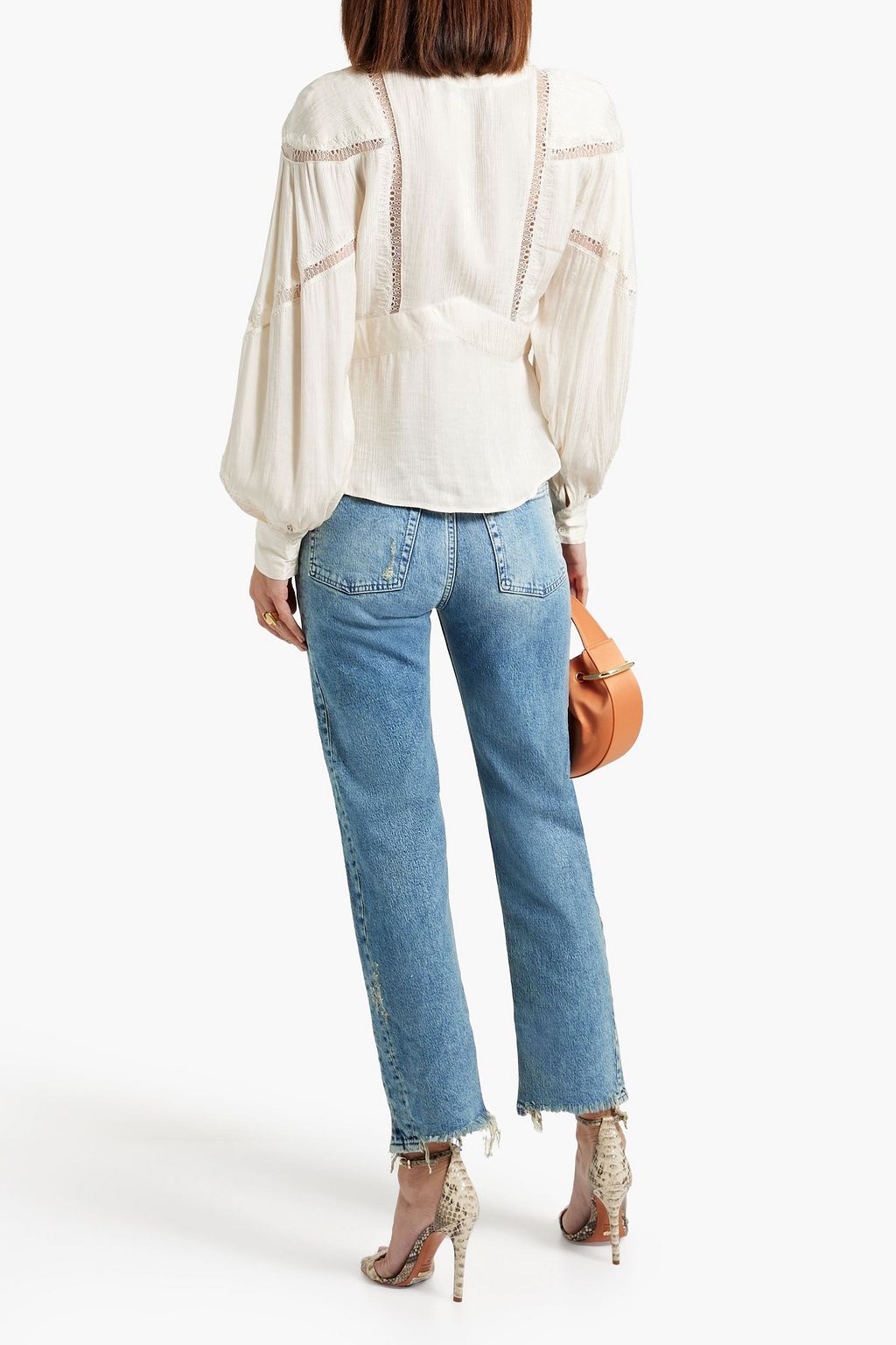 IRO Albury distressed high-rise straight-leg jeans