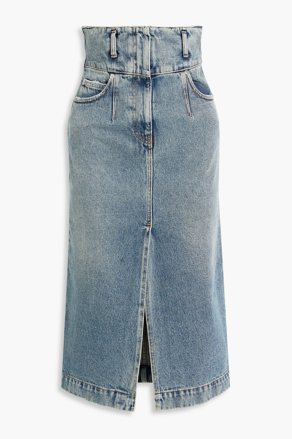 Letala distressed denim midi skirt