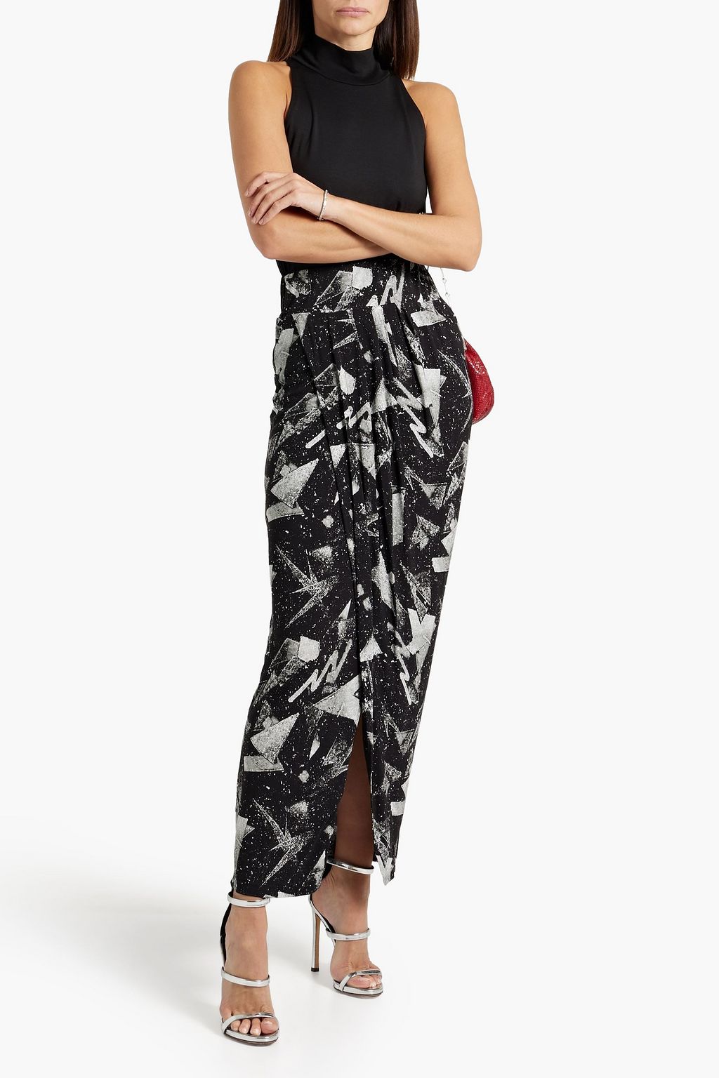 IRO Yuki wrap-effect printed Lyocell-blend maxi skirt