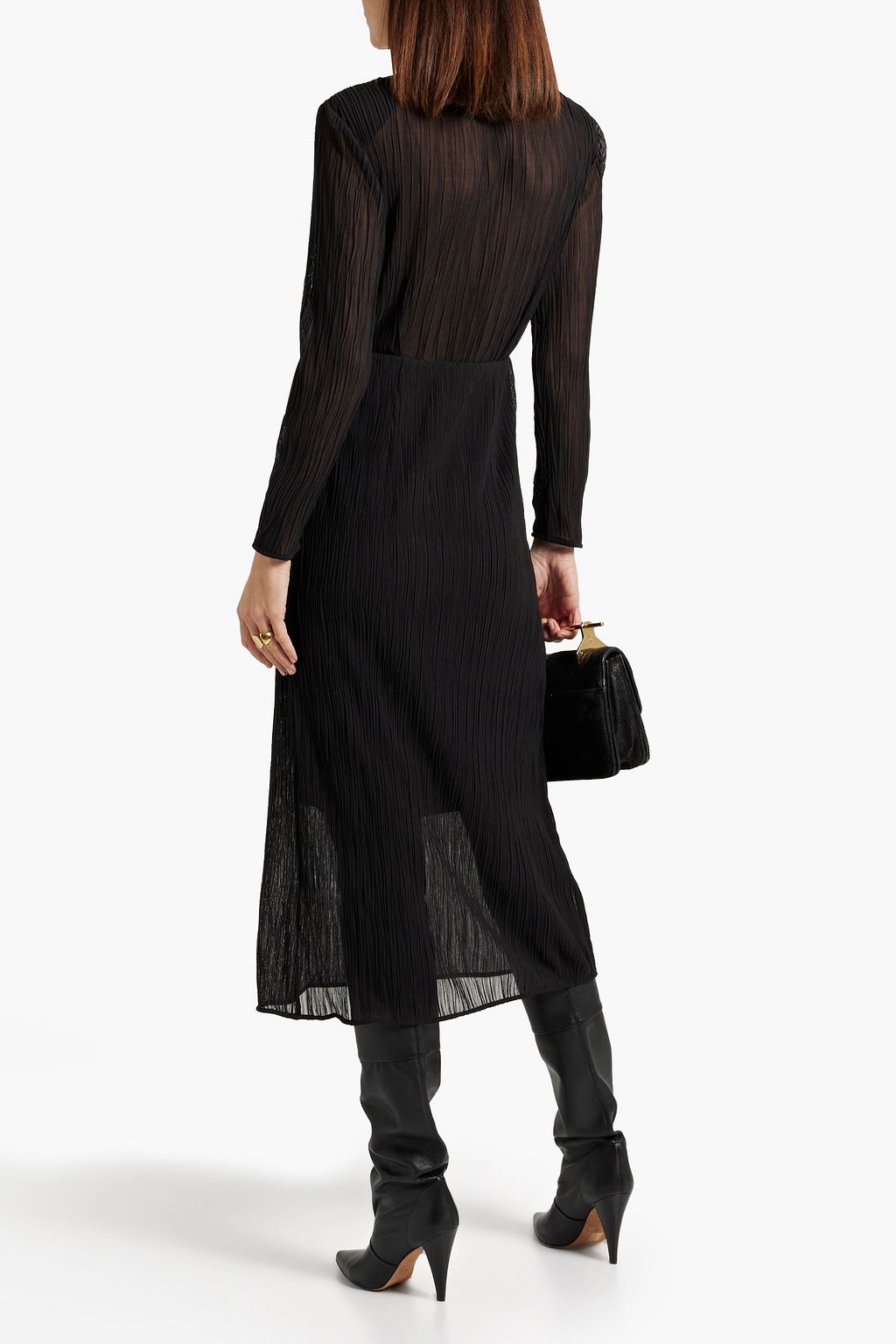 IRO Alofi plissé-mesh midi dress