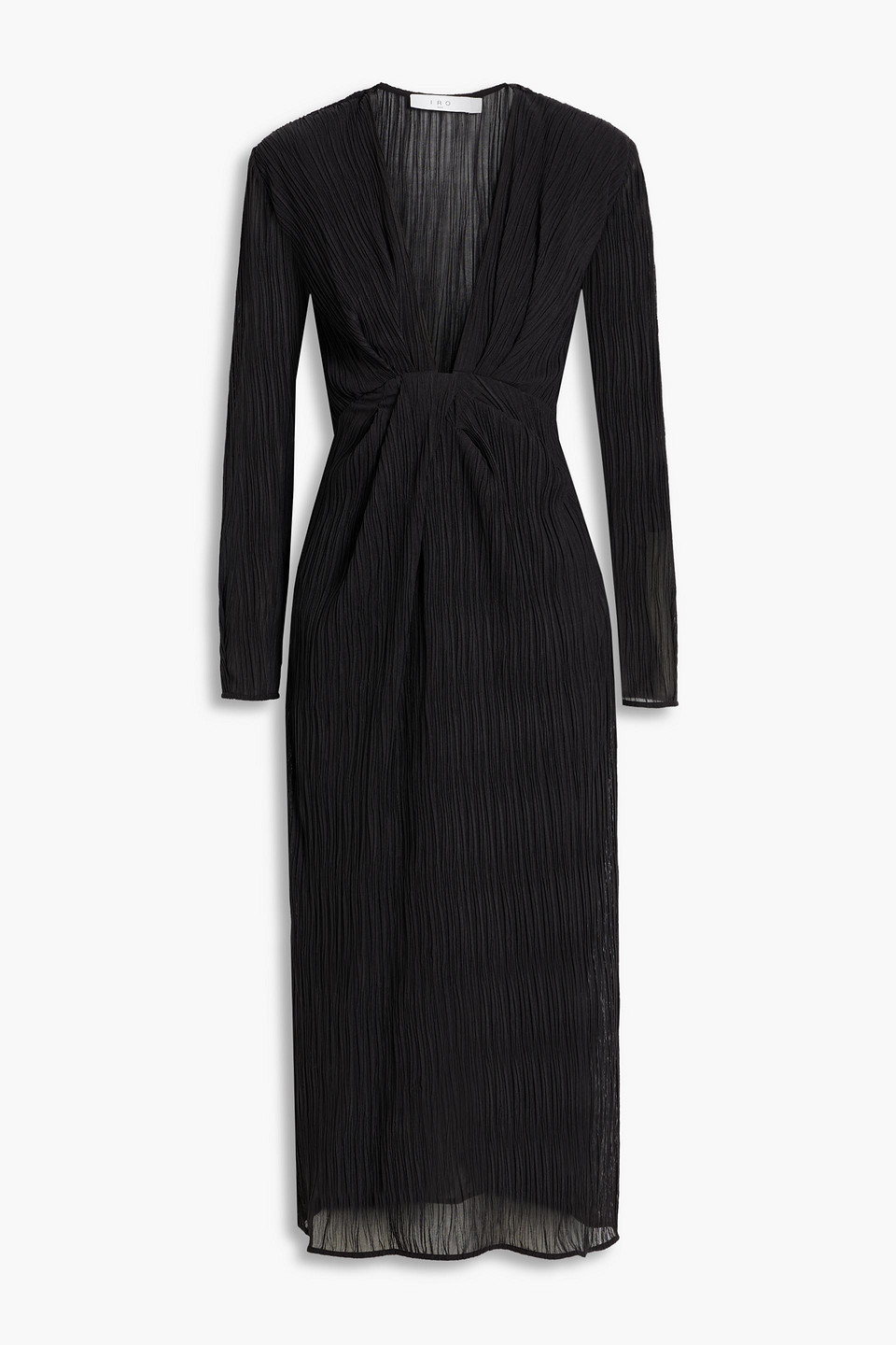 Iro Alofi Plissé-mesh Midi Dress In Black