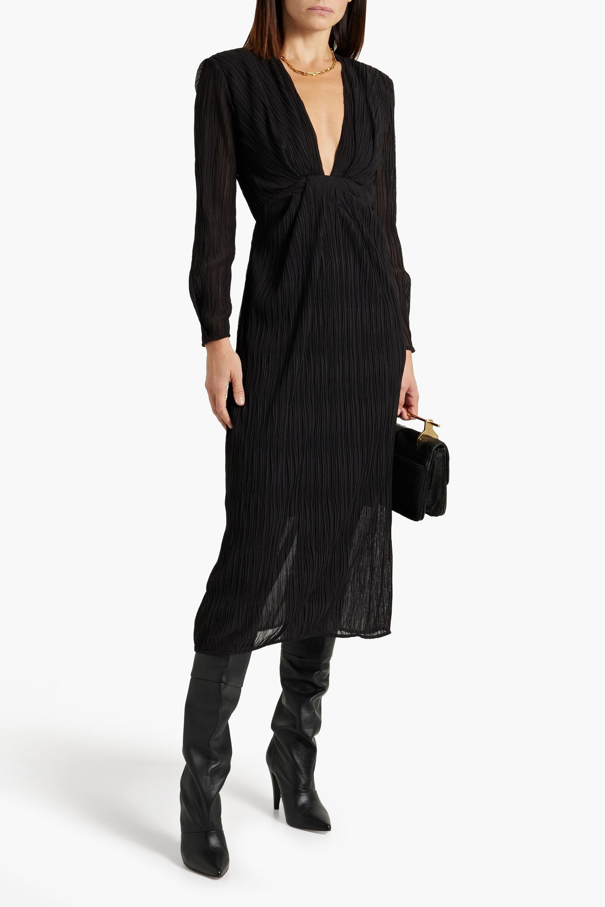 IRO Alofi plissé-mesh midi dress