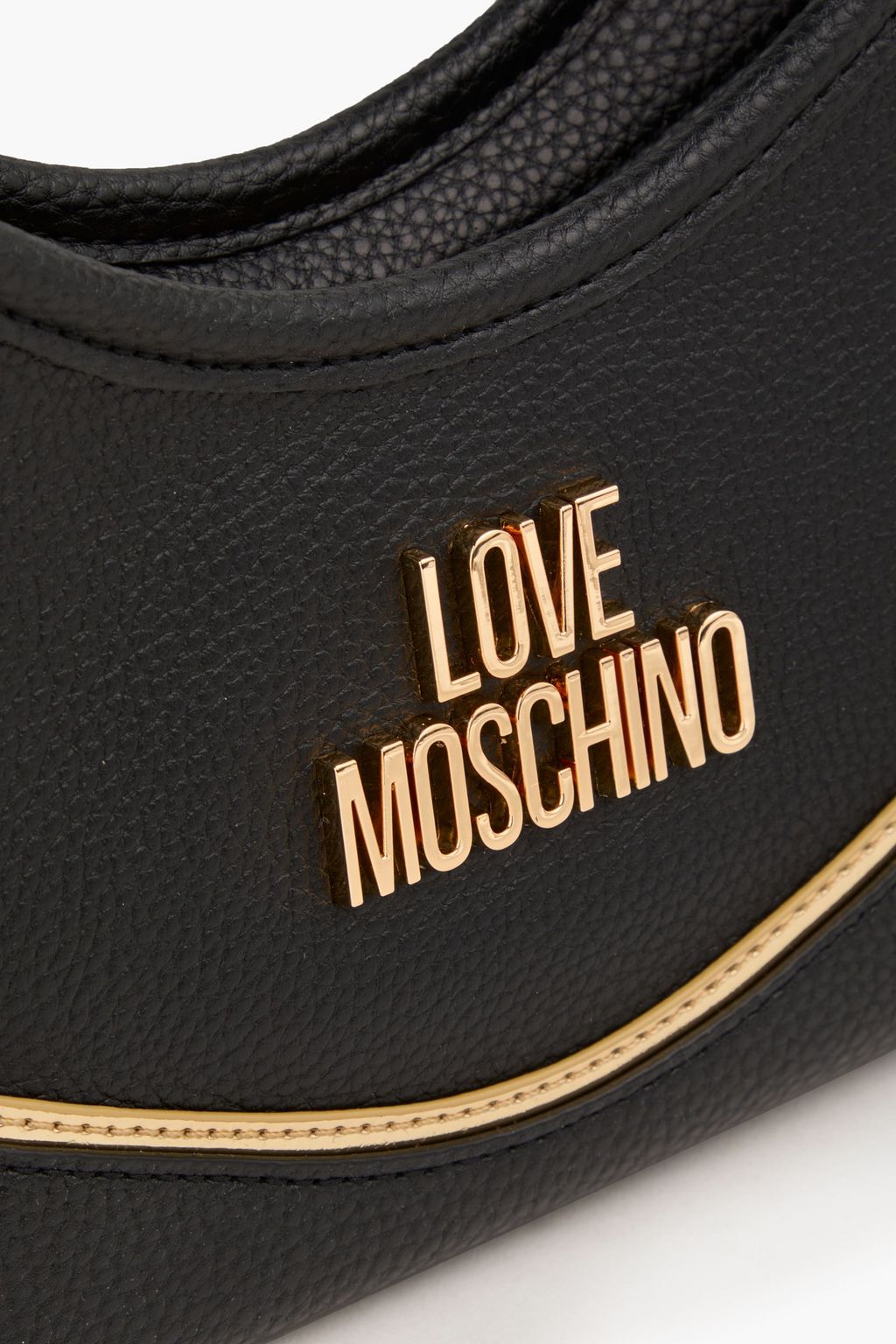 LOVE MOSCHINO حقيبة كتف من الجلد المُحبّب مزيّنة بدبابيس معدنية