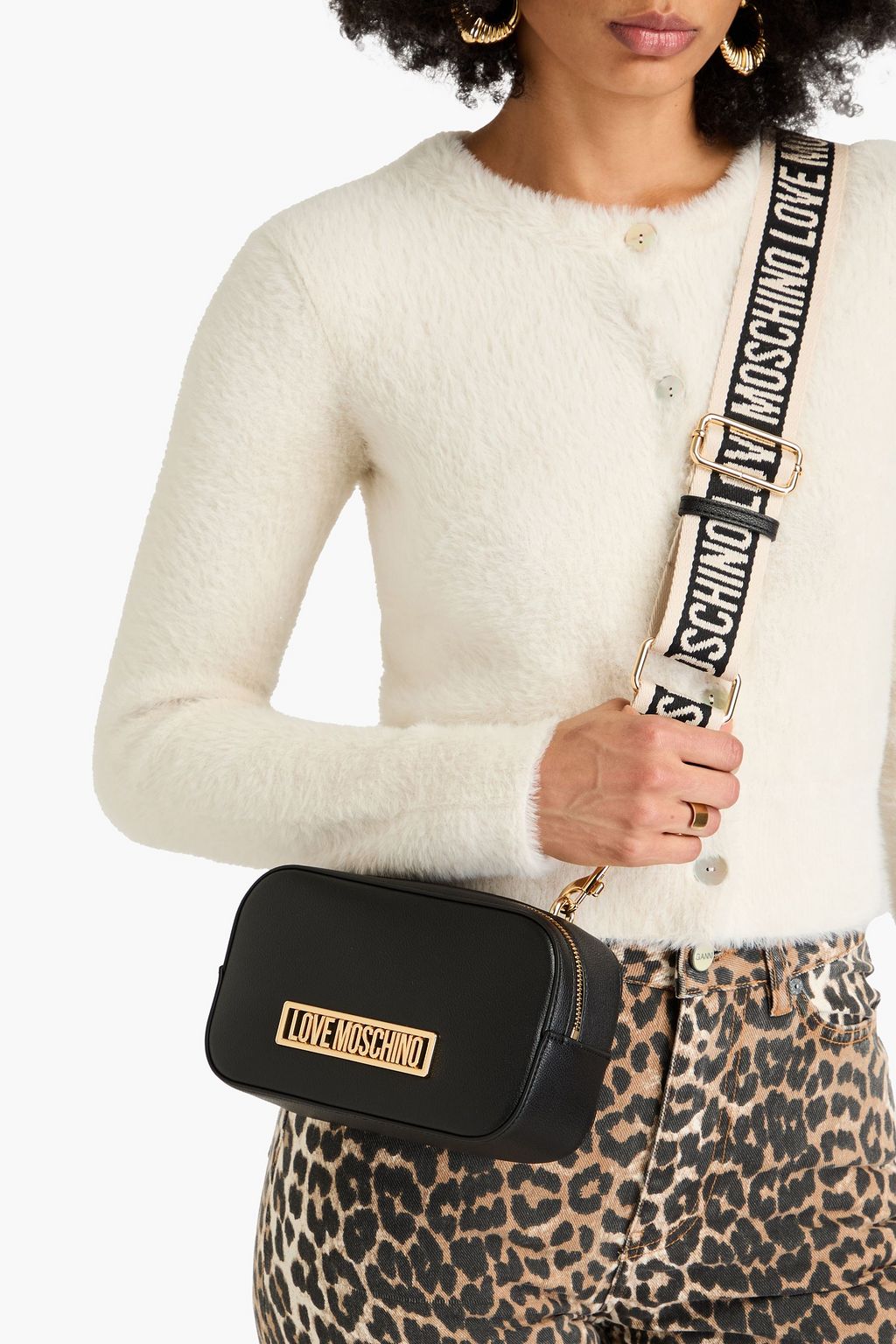 LOVE MOSCHINO 페블 가죽 크로스바디 백
