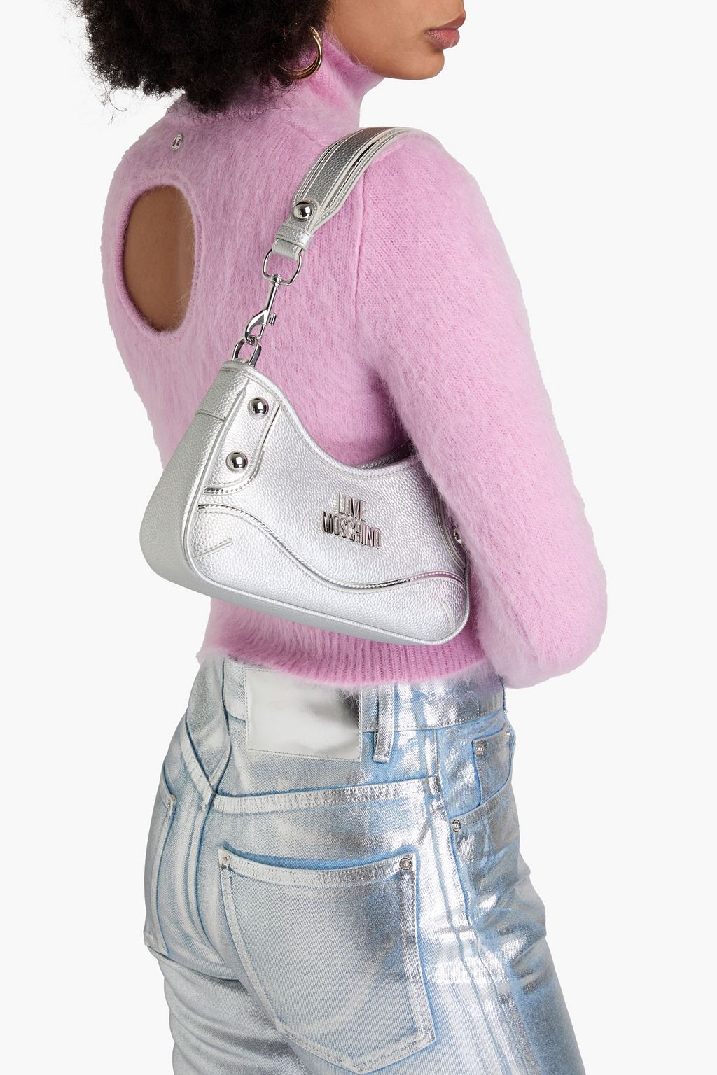 LOVE MOSCHINO Schultertasche aus Narbenleder mit Nieten
