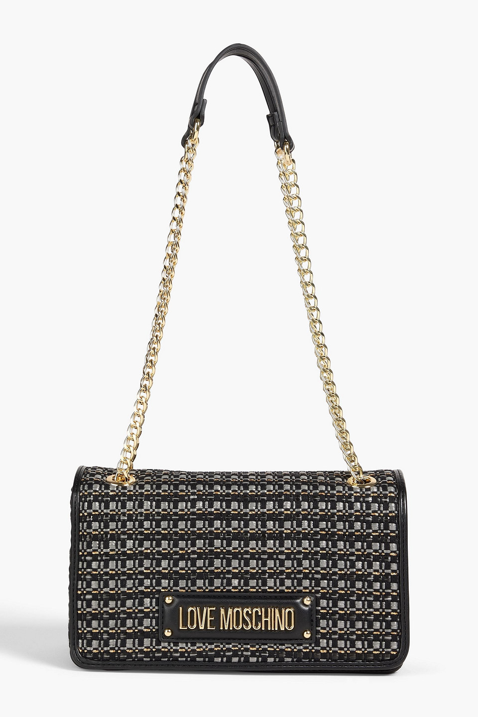 Metallic tweed shoulder bag