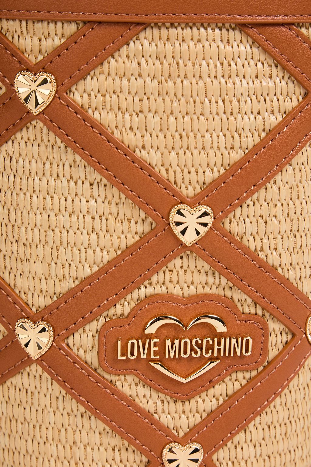 LOVE MOSCHINO 인조 가죽 & 라피아 버킷 백