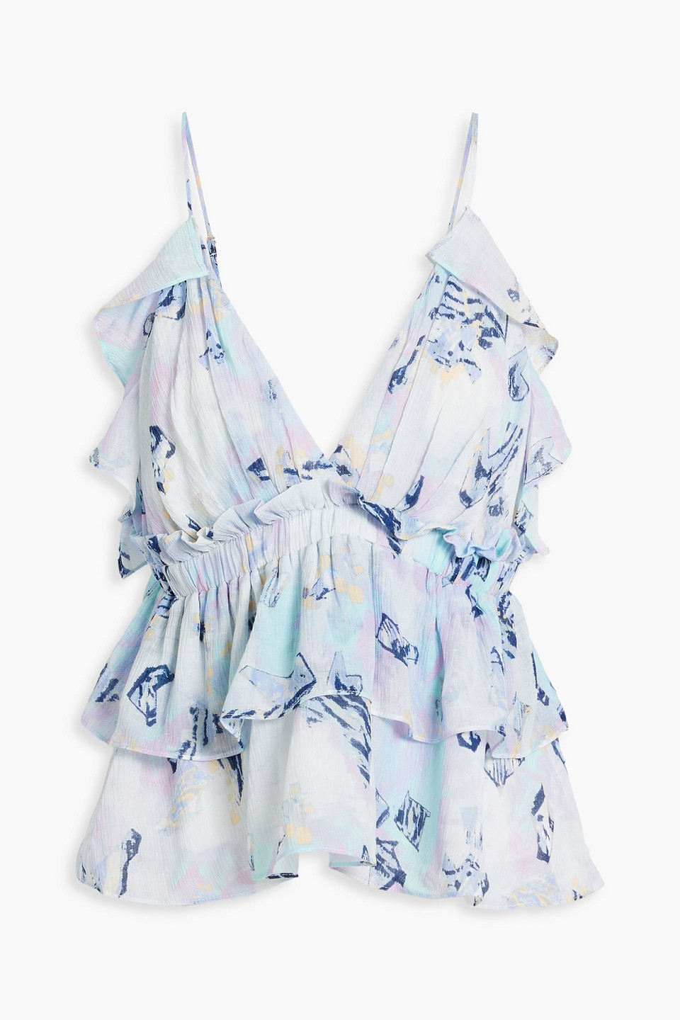 Iro Amars Tiered Printed Crepon Top In Multicolor