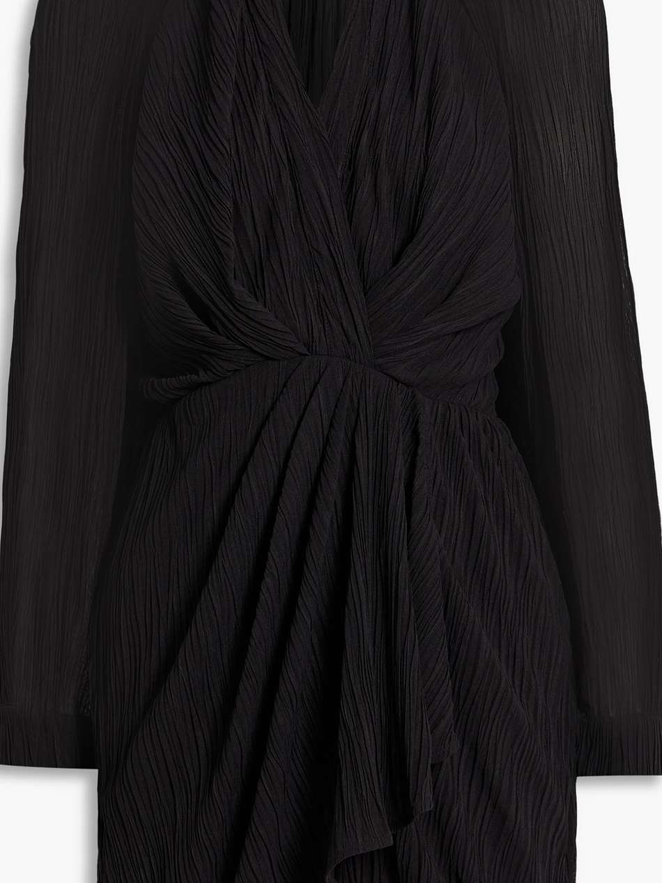 alvina wrap-effect plissé-tulle mini dress