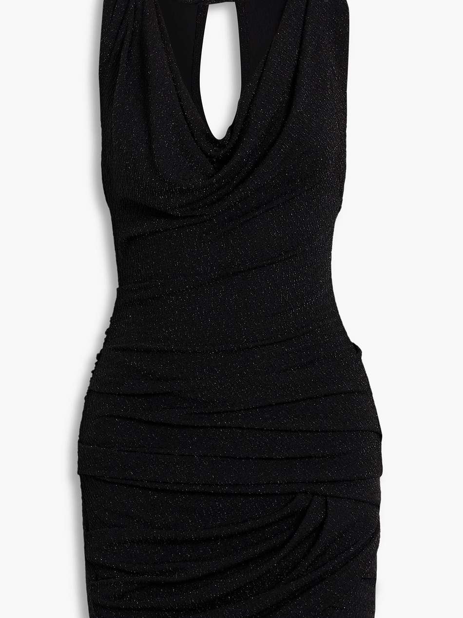 mikano cutout metallic stretch-knit mini dress