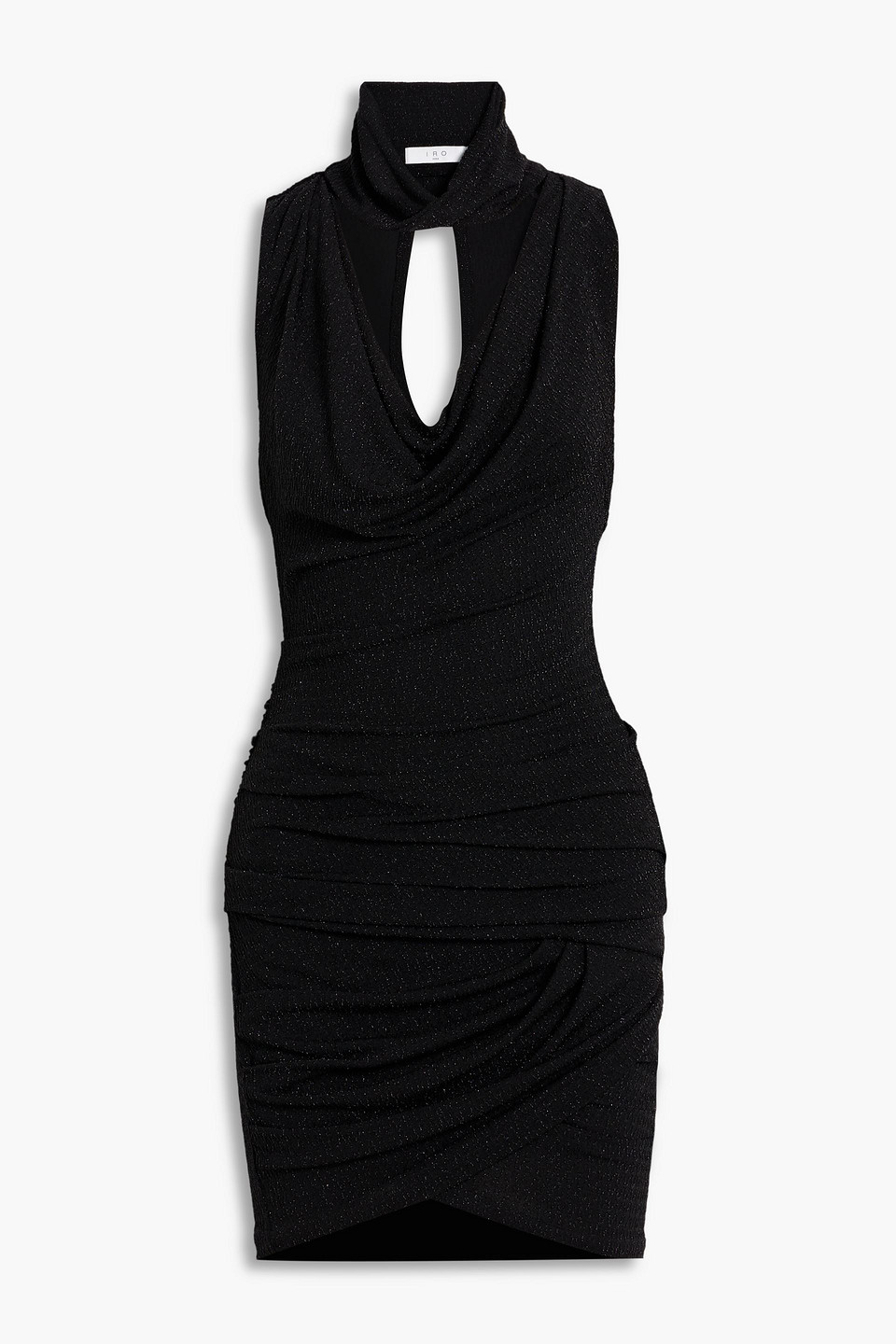 Iro Mikano Cutout Metallic Stretch-knit Mini Dress In Black