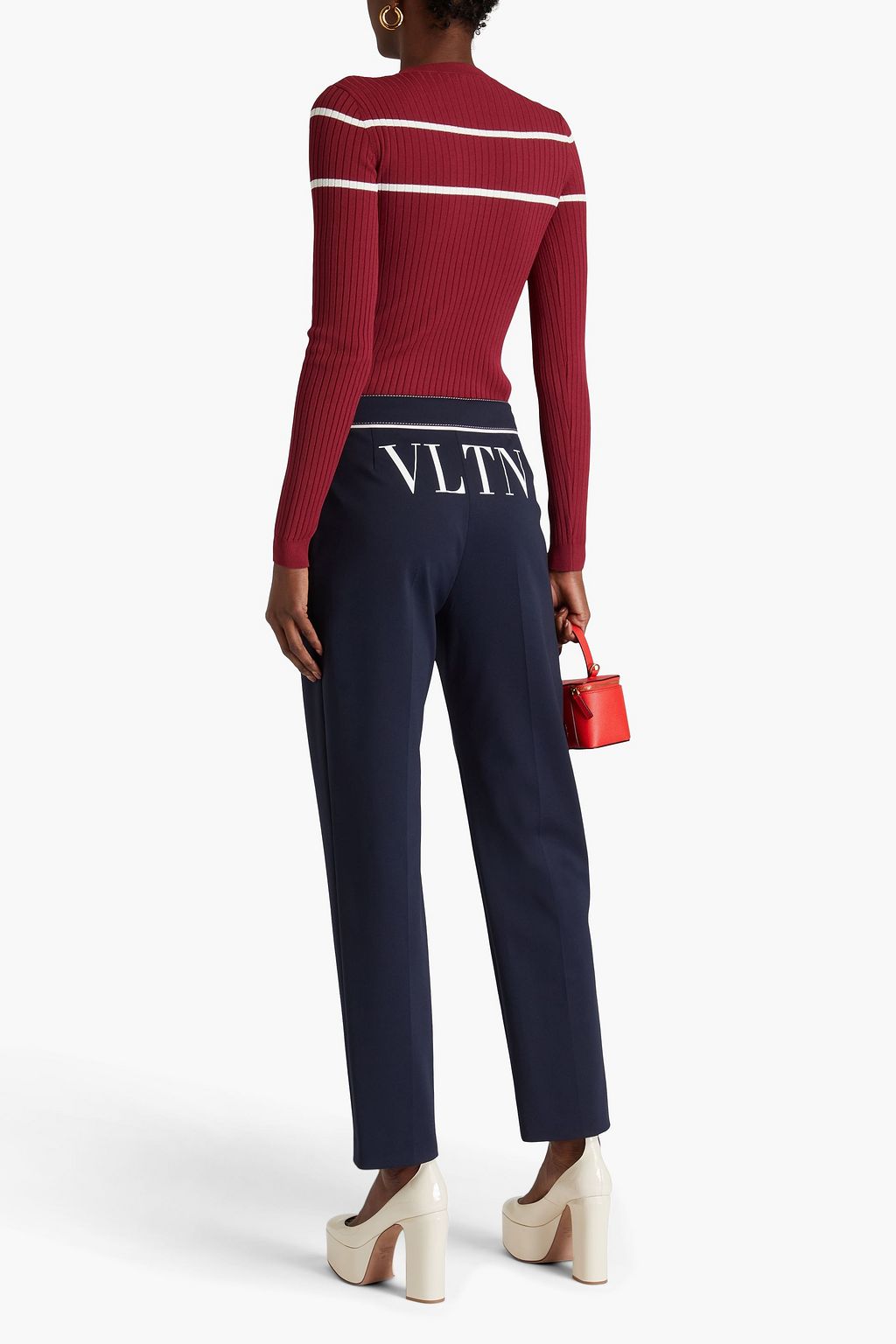VALENTINO GARAVANI クレープ スリムレッグパンツ プリント入り