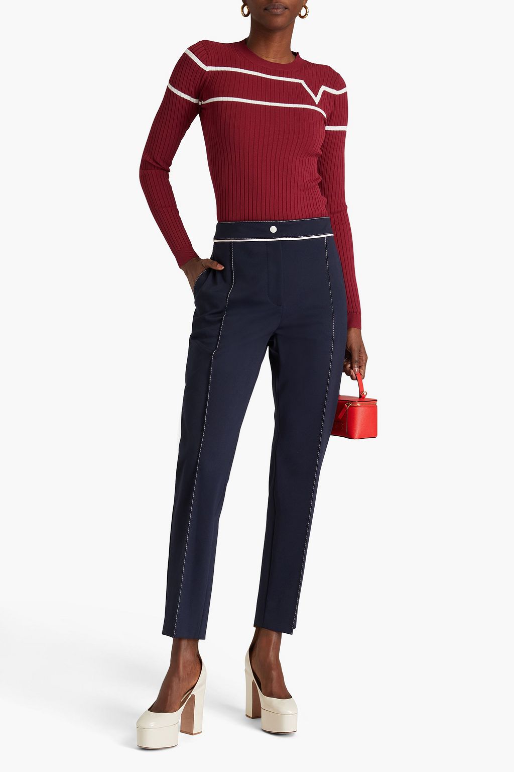 VALENTINO GARAVANI クレープ スリムレッグパンツ プリント入り