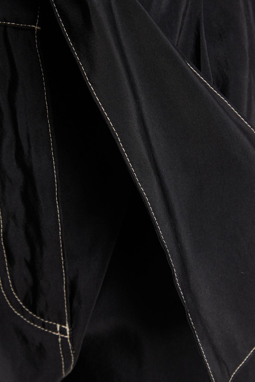 VALENTINO GARAVANI Topstitched pleated silk-twill wide-leg pants