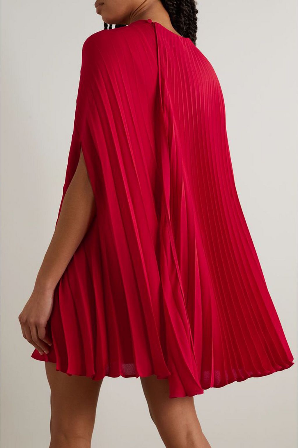 VALENTINO GARAVANI Cape-effect pleated silk-georgette mini dress